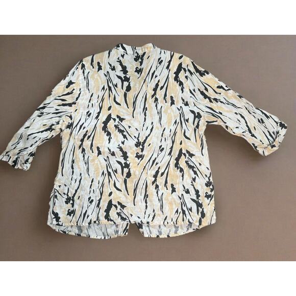 Carole Little Vintage Plus Size 2X 100% Linen Button Up Blouse Animal Print Y2K - Picture 2 of 9
